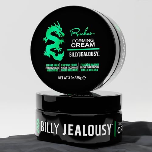 Billy Jealousy Ruckus Hair Forming Cream for Men with Strong Hold and High Shine, Reworkable, Natural Looking, Water Soluble Styling Product