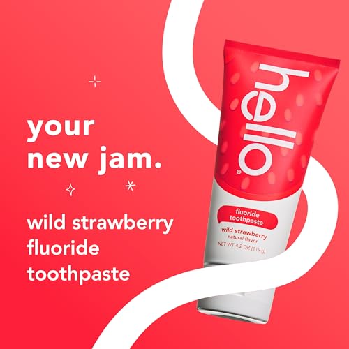 hello Wild Strawberry Kids Toothpaste with Fluoride, Strawberry Toothpaste for Kids, Safe for Ages 2 and Up, Helps Prevent Cavities, Strengthen Enamel, and Polishes Teeth, ADA Approved, 3 Pack, 4.2 Oz