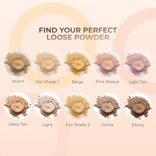 4pc Full Size Kit (Warm Shade) Mineral Makeup Matte Translucent Loose Foundation + Kabuki Brush + Concealer + Finishing Setting Powder + Bare Face Full Coverage SPF 30 All Skin Types Waterproof