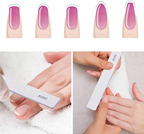 50 Count Rectangle Nail Files for Acrylic Nails, 80 Grit Coarse Nail File Reusable Emery Boards Manicure Tools