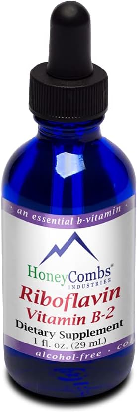 HoneyCombs Vitamin B2 Riboflavin Supplement Liquid Drops - High Potency Vitamin B2 for Men & Women - Maintain Healthy Digestion, Nervous System, Hair, Skin, Nails - Vegan Liquid Vitamins (16 Fl oz)