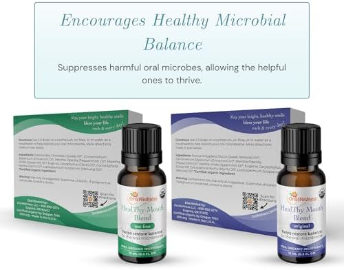 Healthy Mouth Blend Organic Tooth Oil, Fluoride Free Made in The USA Toothpaste & Mouthwash Alternative Tooth, Natural Rinse for Healthy Teeth & Gums for Women, Men and Kids, Pack of 1