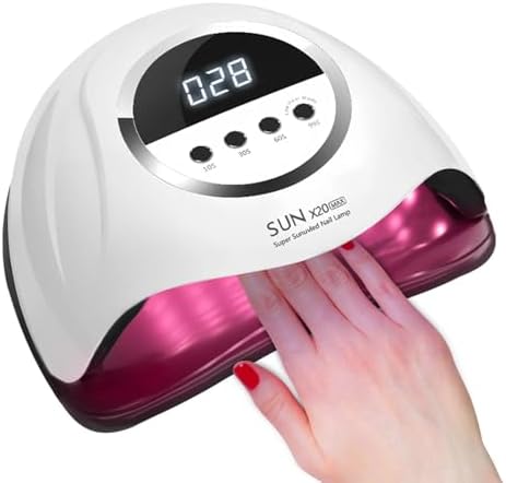 320W UV LED Nail Lamp, Professional Nail Dryer Gel Polish Light with 72 Beads, UV Nail Light with 4 Timer Settings, Nail Polish Curing Gel LED Dryer with Automatic Sensor, LCD Display