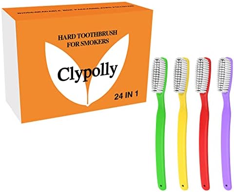 Hard & Firm Toothbrush Stiff Bristle Brush for Smokers Oral Care Teeth Whitening Cleaning for Adult Travel Pack of 24