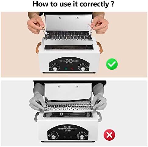 High Temperature Sterilizer Autoclave Machine 110V 300W Nail Tool Sterilizer Dry Heat Sterilizer Dental Tool Sterilizer esterilizador de manicura 1.5L Salon Equipment for Metal Tools with Handle