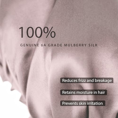 100% Silk Bonnet for Sleeping, Large Silk Sleep Cap with Tie Band for Curly Hair, Dusty Rose