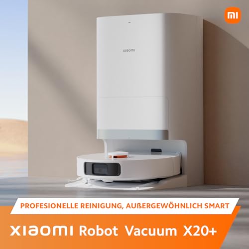 Xiaomi Robot Vacuum X20+, Auto self Cleaning, Self Emptying, Air Drying, Obstacle Avoidance, Advanced LDS Laser Navigation, Auto Lifting mop Pads, Dual Rotating mop Pads, 6000Pa Powerful Suction