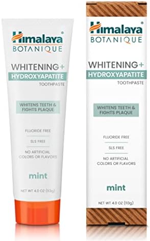 Himalaya Botanique Whitening + Hydroxyapatite Toothpaste, Mint Flavor - Nano Hydroxyapatite to Support Remineralization and Restore Enamel, Appropriate for Sensitive Teeth - Vegan, Gluten Free, 4 oz