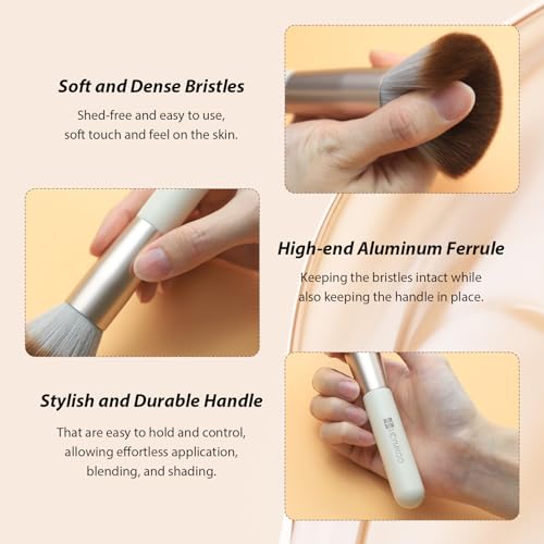 HEYMKGO Makeup Brushes Set, 18pcs Professional Makeup Brushes with 2 Powder Puff & Travel Bag, Premium Synthetic Foundation Powder Blush Blending Face Brush Kit, Eyeshadow Set Makeup Brushes & Tools