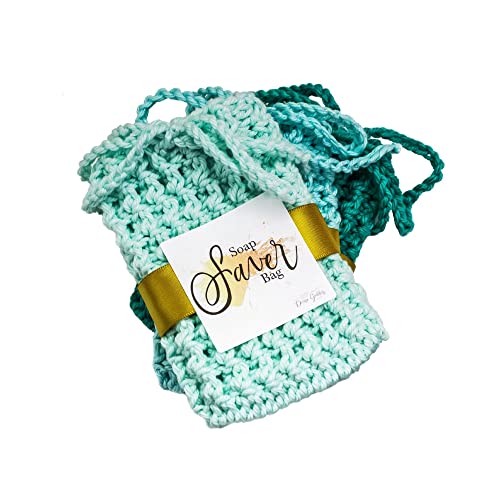 3 PackMint Blue Teal Soap Pouch For Bar Soap - Will Fit a Full sized Bar - Reusable and Machine Washable Cotton – Soap Bag with Roap