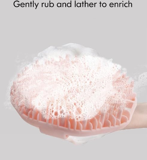 Body Scrubber - Exfoliating Massage Brush,Suitable for Delicate Skin, Spa & Travel, Replaces Loofah (Pink)