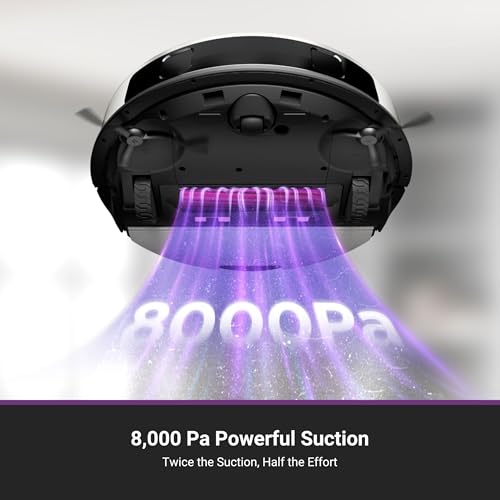 Eureka E20 Plus Robot Vacuum and Mop Combo, Robot Vacuum Cleaner with Bagless Self Emptying Station, 45-Day Capacity 8000Pa Suction and Anti Hair-Tangling Brush App Control LiDAR Navigation