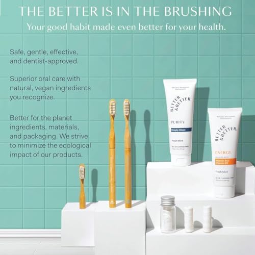 Better & Better Natural Floss in Refillable Glass Jar | Waxed & Zero Plastic Oral Care - 100% Plant-Based, Vegan, Eco and Non Toxic Dental Floss, 1 Spool