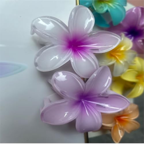 10 Pcs Hawaiian Plumeria Hair Clips, Flower Claw Clips for Thick and Thin Hair, Non-slip Beach Hairpins for Women