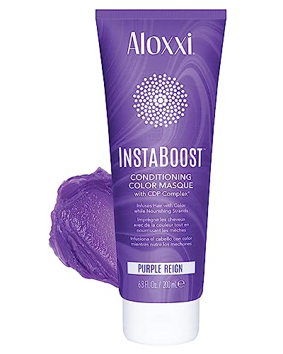 ALOXXI InstaBoost PURPLE Color Depositing Conditioner Mask, Instant Temporary Hair Color Dye, Hair Color Masque for Deep Conditioning (Purple Reigs) 6.8 Fl Oz
