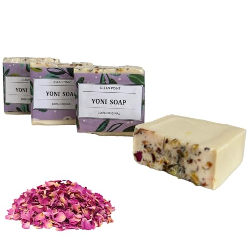 3 PCS Yoni Soap Bars for Women, Clean Point Solid Herbal Feminine Bar Herbal, 100% Original & Handmade Natural Yoni Bar PH Balanced, All Natural Ingredients