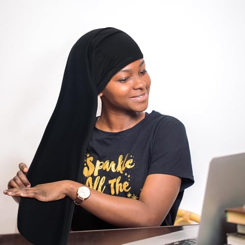 2 Pcs Jumbo Black Dreadlock Cap Hair Dreads Head Wrap Loc Wraps for Dreads Hair Accessories for Men Women Sleeping(30 Inch)