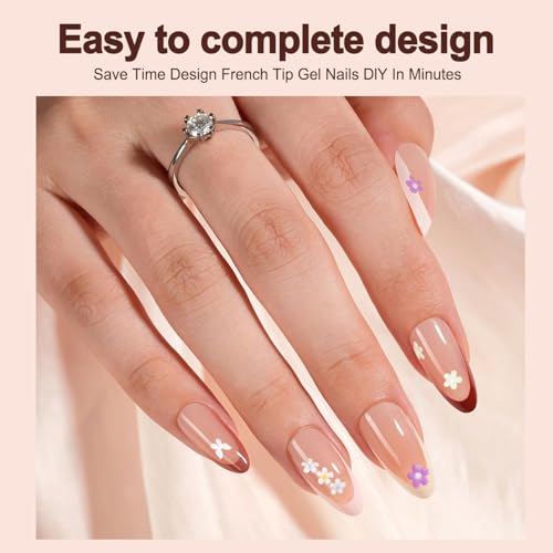 300Pcs French Gel Nail Tips Almond, Vansiho Medium Nail Tips, Pre-French Tips Press on Nails, Acrylic Fake Nails for Nail Art DIY 15 Sizes