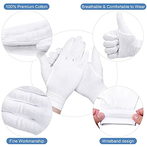 10 Pairs 100% Moisturizing Gloves for Dry Hands Overnight, Selizo 10 Pairs White Cotton Gloves for Women Eczema, Hand Moisturizer Sleeping Spa Gloves for Dry Hands Eczema