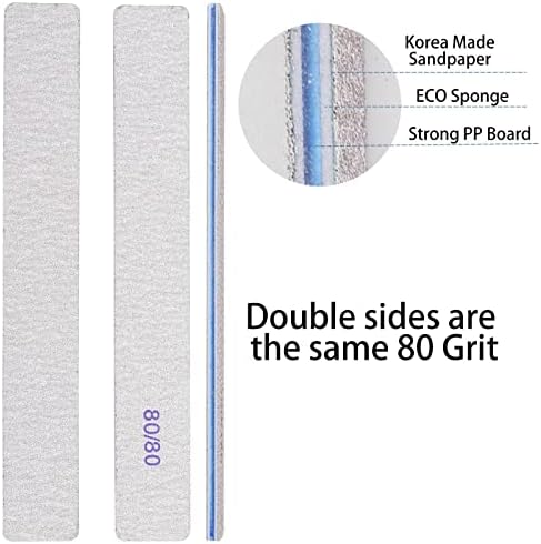 50pcs 80/80 Grit Nail Files Acrylic Nails Emery Boards File Professional Nail Art Tools for Home,Salon,Strong,Double Sided