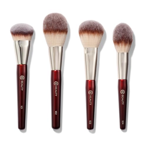 BK BEAUTY - ESSENTIALS FACE BRUSH SET (4PC) - Professional Makeup Brush Set for Liquid or Cream Foundations, Powder, Bronzer, Blush | Premium Makeup Brushes for Flawless Application