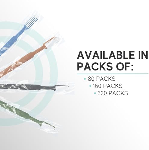 160 Prepasted Disposable Toothbrushes Individually Wrapped - Single Use Pre Pasted Disposable Toothbrushes with Toothpaste Built In - Waterless Toothbrush for Travel, Airbnb Guests, Hotel, & Camping