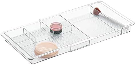iDesign Clarity Expandable Drawer Organizer for Vanity, 18.5 Inches Wide, Clear