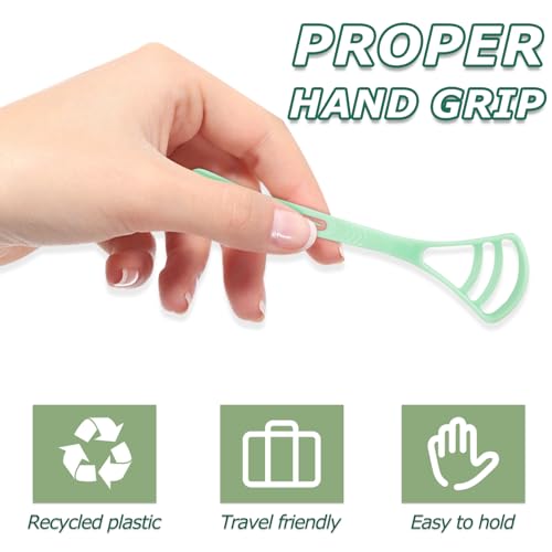 100 Counts Disposable Tongue Scraper with Dental Picks, Plastic Tongue Scrubber,BPA Free Tongue Cleaner Scrapers, Reduce Bad Breath and Fresh Breath(Green)