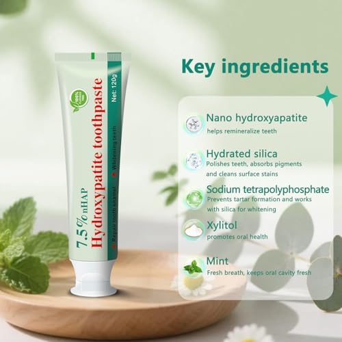 Hydroxyapatite Toothpaste, Helps Remineralize Teeth, Nano Hydroxyapatite Toothpaste, Repair Sensitive Teeth and Effectively Whiten Teeth, Fluoride-Free, Refreshing Mint Flavor 2Pcs