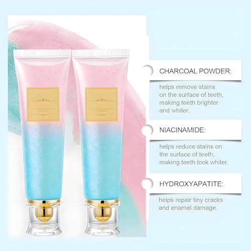 2-Pack Niacinamide Whitening Toothpaste| Fresh Breath Toothpaste | Stain Removal Formula with Activated Charcoal |for Coffee/Smokers,Deep Gentle Cleaning Tooth Paste, Boosting Gum Health