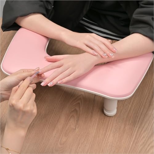 GAOY Nail Arm Rest for Nails Tech, Nail Hand Rest for Manicure at Home, Salon Nail Rest Stand for Clients, Pink