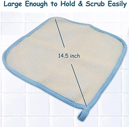 (6 Pack) Dual-Sided Exfoliating Skin Towel Natural Terry Body Cloth Scrubber Premium Sturdy Loofah Towel Soft and Buffing Wash Cloth White for Either Oil or Dry Skin