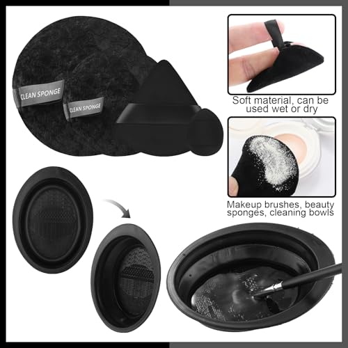 39Pcs Makeup Brush Set, Professional Makeup Brushes with Makeup Sponge, Makeup Storage Bag, Cleaning Tools, Powder Puff for Girl,Women