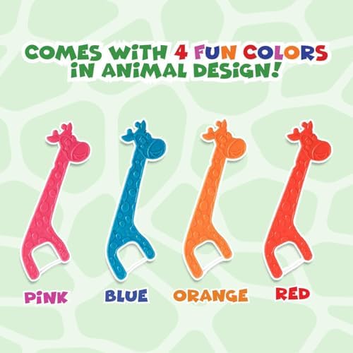 Biodegradable Kids Flossers - Unflavored Dental Floss Picks for Children | Fluoride & Plastic-Free | Colorful & Fun Animal Floss Sticks | Eco Friendly, Vegan, Natural (200 Pack, Unflavored)