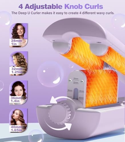 Hair Crimpers and Wavers with Cool Airflow Styling, Beach Waver Curling Iron with 4 Adjustable Curl, Anti-Scald Crimper Hair Tool for Women, 8s Smart Timer, Fast Heating, 100 Million Ions, LCD