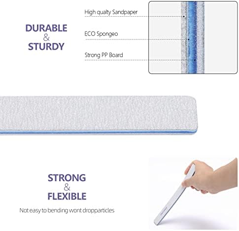 50 Count Rectangle Nail Files for Acrylic Nails, 80 Grit Coarse Nail File Reusable Emery Boards Manicure Tools