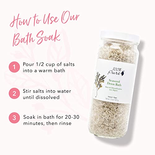 100% PURE Seaweed Detox Bath Soak, Bath Salts for Relaxation, Made with Eucalyptus Essential Oil, Spa Kit for Home, Bath Soak with Essential Oils - 15 Oz