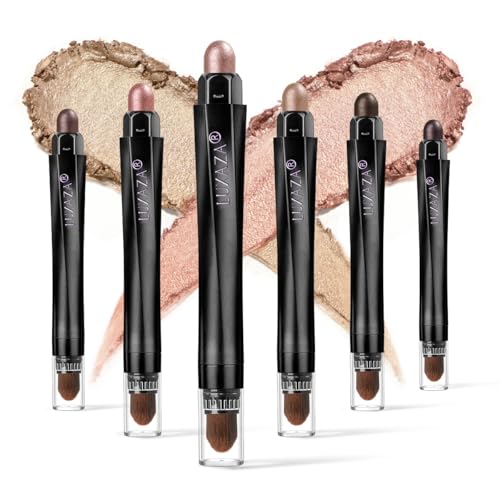 LUXAZA 6PCS Cream Eyeshadow Stick Makeup Sets, Metallic And Matte Shimmer Eye Shadow, Eye Brightener Stick Pencil Crayon Make up Set - Pink Ocean