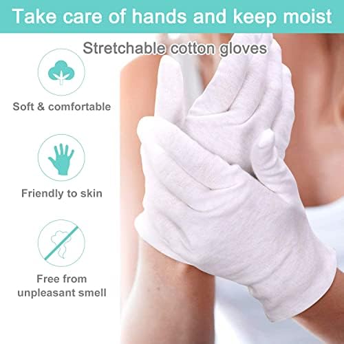 Cotton Kids Gloves - 24pcs Soft White Moisturizing Eczema Gloves for Dry Hands SPA Inspection (X-Small)