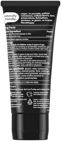 Hello Activated Charcoal Toothpaste, Fluoride Toothpaste with Activated Charcoal, Teeth Whitening Toothpaste with Fresh Mint and Coconut Oil, No SLS, Vegan, Gluten Free, 3 Pack, 4 OZ Tubes