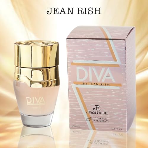 Jean Rish Diva Eau De Parfum - Perfume for Women (3.4 Fl Oz / 100ml) with Champagne Rose, Pink Pepper & White Musk Notes - Long Lasting and Luxury Fragrance