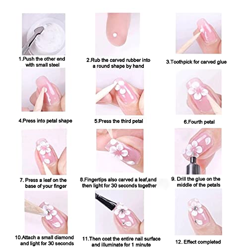 14 Colors Sculpture Painting Nail Gel Set, 3D Nail Carved Gel Sculpture Creative DIY Decoration Painting Glue Soak Off UV, with 1 Carved Painting Pen (14PCS)