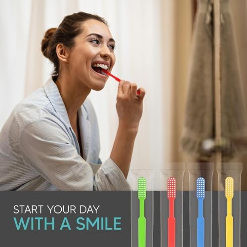 36 Pack Disposable Toothbrushes with Toothpaste, Built In - Prepasted Toothbrushes Individually Wrapped | Single Use Waterless Tooth Brush with Soft Bristles for Airbnb, Hotel, Camping, Travel