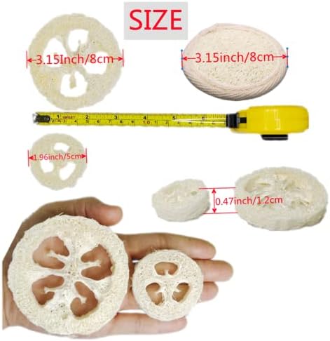 25Pcs Natural Loofah Slices of 2In, Reusable Natural Loofah Cuts for Cleaner Sponge Scrubber, Facial Soap Holder and DIY Customize Soap Tools for Wholesome Skin Care and Exfoliation with 1 Storage Bag