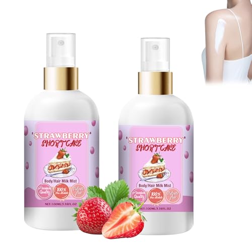 2025 New Vanilla and Cream Duo Body Mist, Sweet Body Milk Mist, Strawberry Body Spray, Marshmallow Blush Body Milk, Strawberry Shortcake Body Oil (A, Strawberry flavor 2 Pcs)
