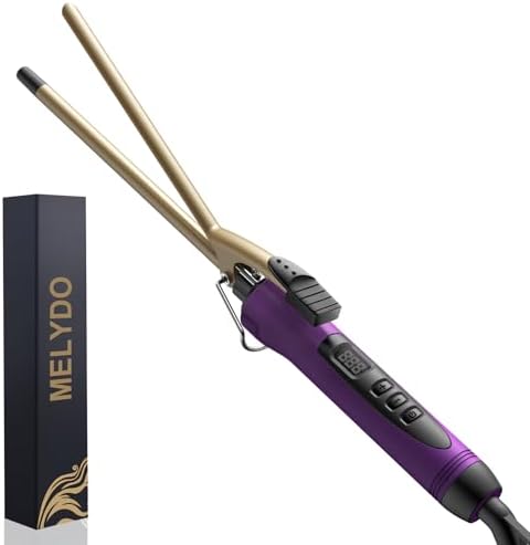 3/8 Inch Small Curling Iron Wand for Short & Long Hair, Ceramic Small Barrel Curling Iron Tiny Curling Wand with Adjustable Temperature, Include Heat Resistant Glove