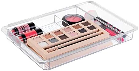 iDesign Clarity Expandable Drawer Organizer for Vanity, 18.5 Inches Wide, Clear