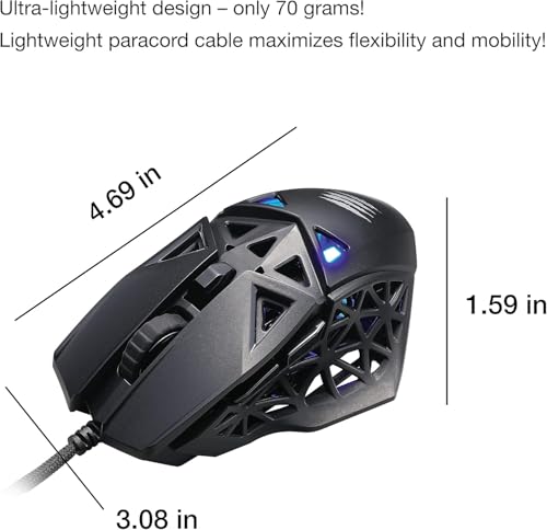 Mad Catz M.O.J.O. M1 Gaming Mouse - Light Weight 70g - 12000 DPI Optical Sensor–Built-in Customizable RGB lighting effect - Hollow Pyramid Design - Patented DAKOTA Switch - 40g Acceleration, Black