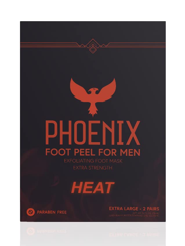 (Pack of 2) Phoenix Foot Peel for Men - Extra Large - Extra Strength - Cinnamon - Exfoliating Dry Feet Treatment - Callus Remover - Paraben and Fragrance Free -
