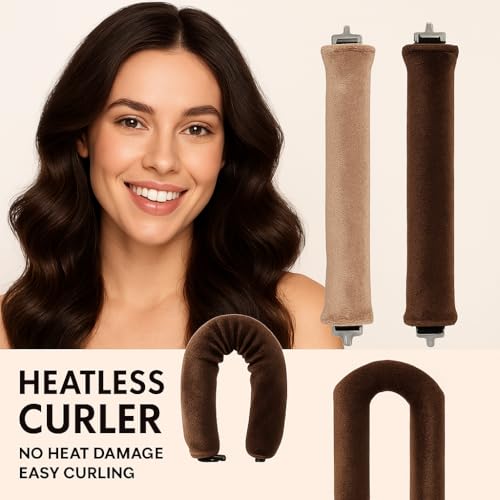 Heatless Hair Curler 4pcs Heatless Curling Rod Overnight Soft Hair Rollers to Sleep No Heat Curls Overnight Curlers for All Hair Types (Braun) Healthy and Stylish, No Heat Needed